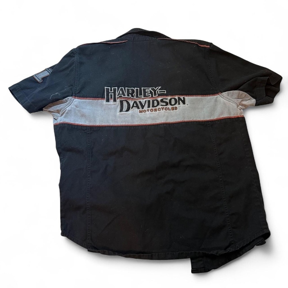Harley-Davidson black & gray short sleeve button-up shirt - Picture 5 of 7